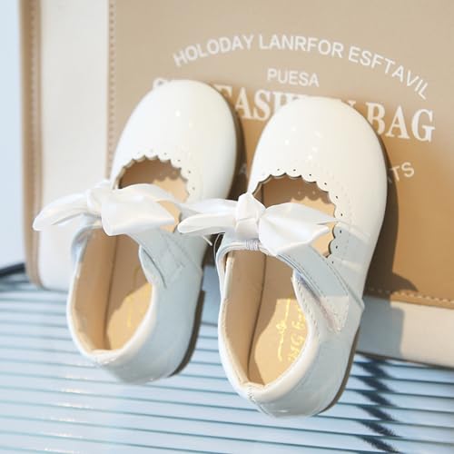 Image of Toddler Girls Mary Jane Dress Shoes Little Kids Ballet Flats Bowkont Flower Wedding Party School Princess Shoes