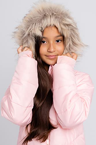 Juicy Couture Girls Puffer Jacket, Novelty Fur Lined Bubble Kids Coat With Tie Dye Interior, Pink, Small #TOP6