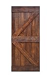 WELLHOME 36 in. x 84 in. K Series DIY Finished Knotty Pine Wood Barn Door (Dark Walnut)