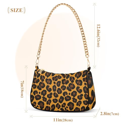 Black Brown Leopard Spots Yellow Prints Shoulder Purses for Women Classic Purse Hobo Totes Chain Strap Zipper Wallet Purse3
