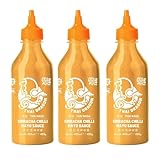 Thai Dragon Sriracha Vegan Chilli Mayo Sauce 455ml Pack of 3 Medium Spicy Hot Dip Sandwich Wrap Spread Filler Salad Dressing Marinade Seasoning with Welari Thank You Card | (3pack) (1365ml)