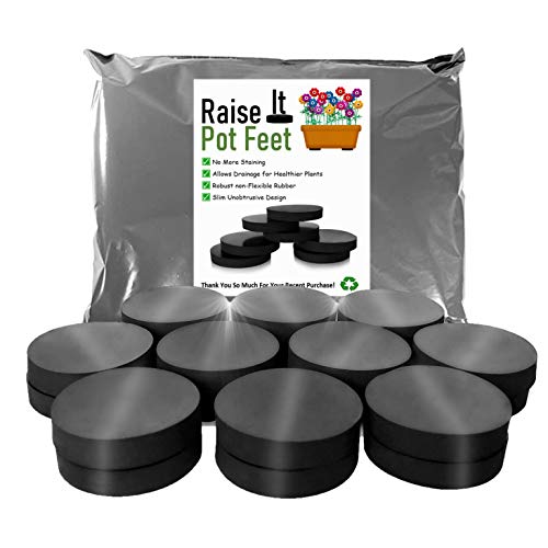 Raiseit Pot Feet - Flower/Plant Pot Feet for Invisible Lifting of Pots - Hard Wearing Non Compression Rubber - PACK OF 15 Discreet Low Profile Anti-Slip Rubber