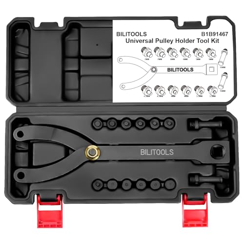 BILITOOLS 15PCS Universal Pulley Holder Tool Kit, 1/2-inch drive ratchet Adjustable Spanner Wrench with Variable Pins 3.5mm, 4mm, 4.5mm, 5mm, 6mm, 6.5mm and 10mm fits Camshaft pulleys. by BILITOOLS - Used condition - US$33.91