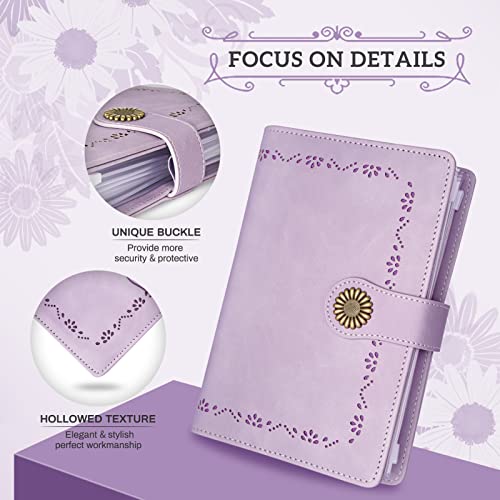 Iqihoo Budget Binder With Zipper Envelopes, Money Organizer For Cash, Budgeting, 27Pcs Sunflower Money Saving Binder, Purple #TOP1