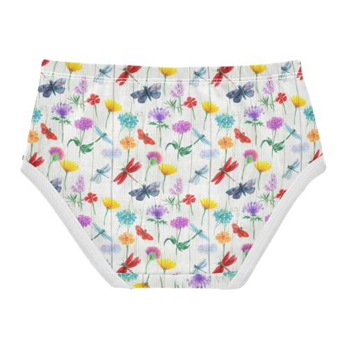 Joisal Cotton Girls Underwear Toddler Vintage Wildflowers Dragonflies Girl Panties Cute Animals Underpants Briefs 2t2