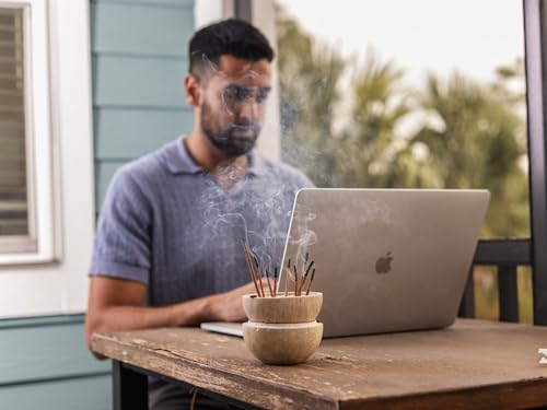 Generic Handmade Taverntine Incense Burner - Incense Holder For Meditation, Yoga, Spa | Suitable For Cone, Sage Bundles, Palo Santo, Sticks, Coil, | For Room Decor, Home Decor, Kitchen thumb #2