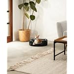 Hundebett mit Wendekissen und Rutschfester Unterseite, Robustes Heimtierkissen mit tiefem Einstieg für Hunde und Katzen jeden Alters, 50x37 cm, kuscheliges Hundekissen, schwarz/grau – Bild 2