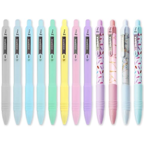 Image of Zebra Z-Grip Smooth Ballpoint Pen - 1.0mm Nib Tip - Black Ink - Pastel/Blush/Sweetie Barrels - Pack of 12