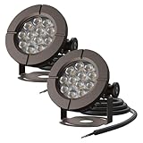 GOODSMANN Pond Lights Low Voltage Outdoor Landscape Spotlight LED Underwater Submersible Lights 2PK 6W 580 lumens 3000K IP68 with 14.8FT Cable and Connector Aluminum Housing Bronze Finish