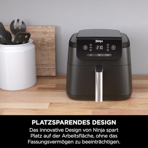 Ninja Luftfritteuse 4,7L 3in1 Luftfritteuse Fritteuse Heißluftfritteuse Heißluftfritteuse 1-2 Portionen Digital Tiefkühlfach Antihaft-Fritteuse Frittierkorb 2000W Schwarz AF110EU
