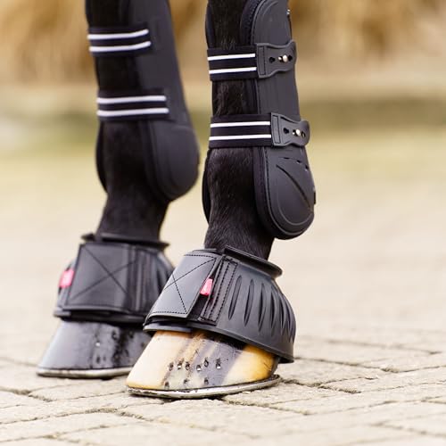 Imperial Riding Bells Hufglocken, Robuste Gummi-Bellboots, sicherer Klettverschluss, Stoßabsorbierend & wasserabweisend, Training & Ausritte, Klassisches Design & zuverlässiger Schutz, Schwarz, XL