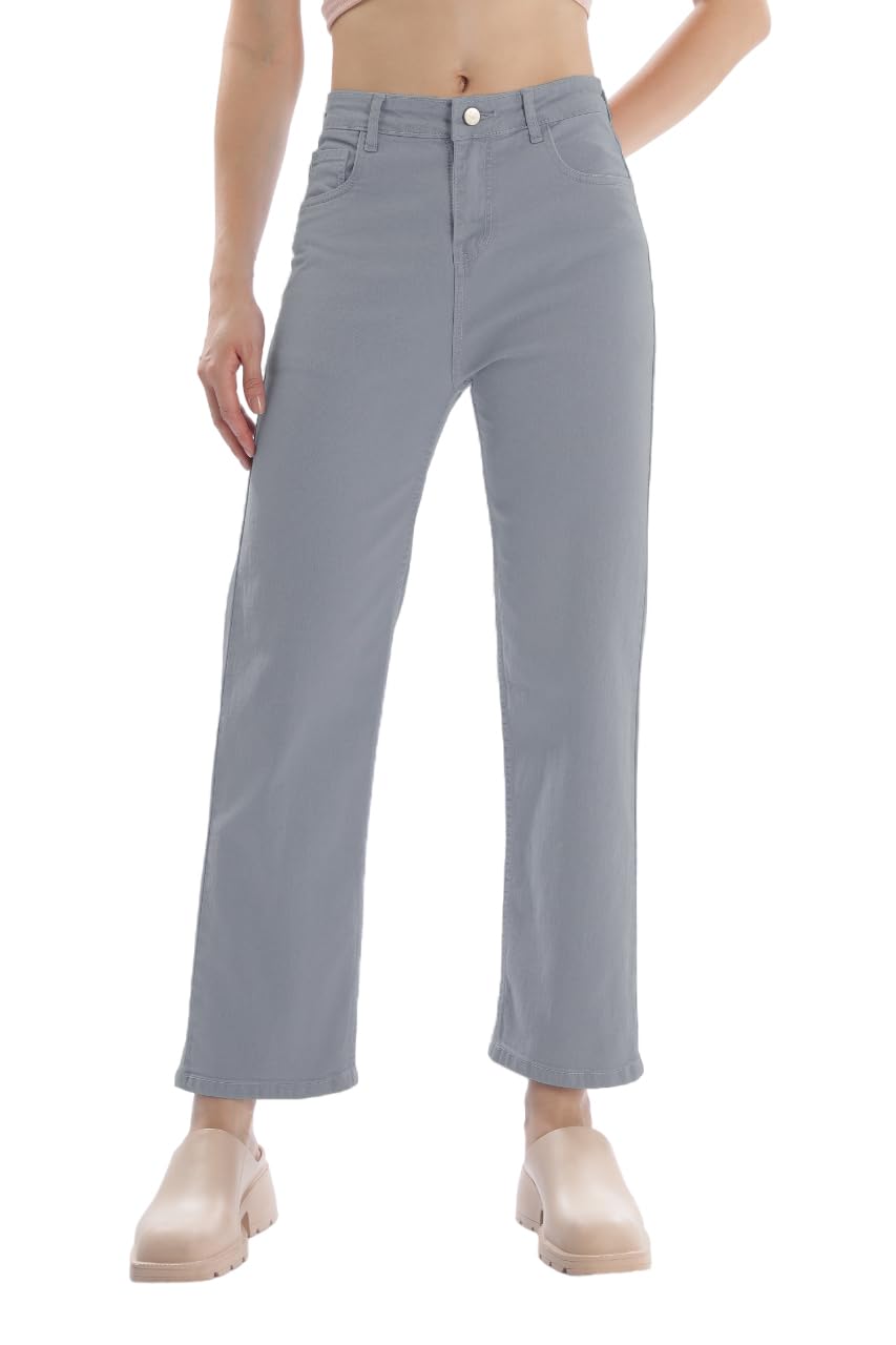 Indo Era Women's High-Rise Straight Fit Jeans, Cotton-Blend Stretch Denim (Mid Rise | Ankle Length | Desk-to-Dinner) Perfect for Travel, Party & Everyday Use â€“ Sizes 26â€“36 in blue
