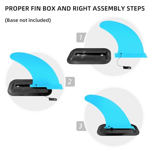 LEDONNE Fin 9\" Surfing SUP Fins 2 Pcs (USD 4.99/1 Pcs) Inflatable Paddle Board Fin Quick Release Detachable Center Fin with Extra Pin No-Tool Installation Fin for Surfboard, Blue