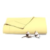 Pizuna Amarillo Suave Sabana encimera Cama 90 cm Algodon, Tejido De Satén De 400 Hilos 100% Fibra Larga sabanas 160x270 cm Algodon, Amarillo Suave sábana Plana con Elegante Dobladillo