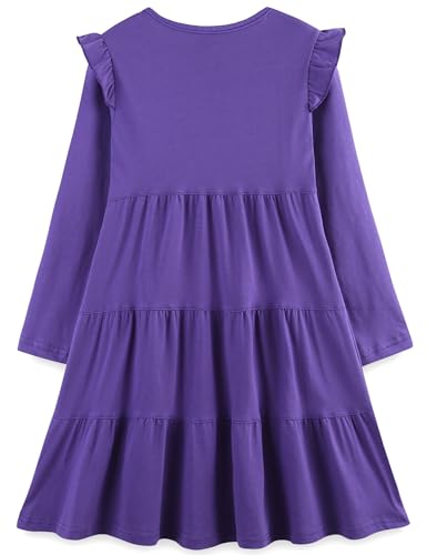 Bumeex Girl's Dresses Cotton Ruffle Sleeve Tiered Swing A-Line Cute Midi Casual Sundress - Image 3