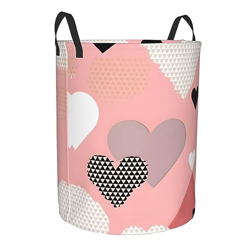 Panier à linge rond graphique d'amour abstrait pour chambre - 3