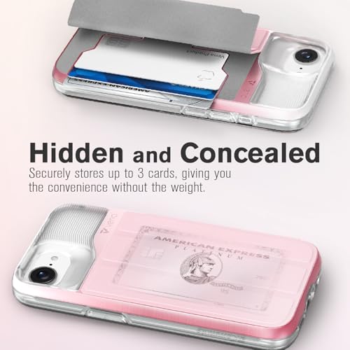 VENA vCommute Wallet Case Compatible with Apple iPhone 17e/16e (6.1"), (Military Grade Drop Protection) Flip Leather Cover Card Slot Holder with Kickstand - Pastel Pink — view 3