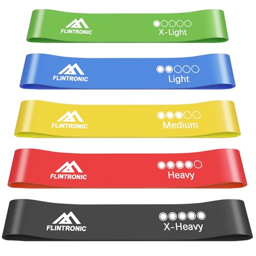flintronic Resistance Bands Set of 5, Resistance Bands with 5 Different Resistance Levels, Skin-Friendly Fitness Exercise Loop Bands for Yoga, Pilates, Muscle Building, Gym