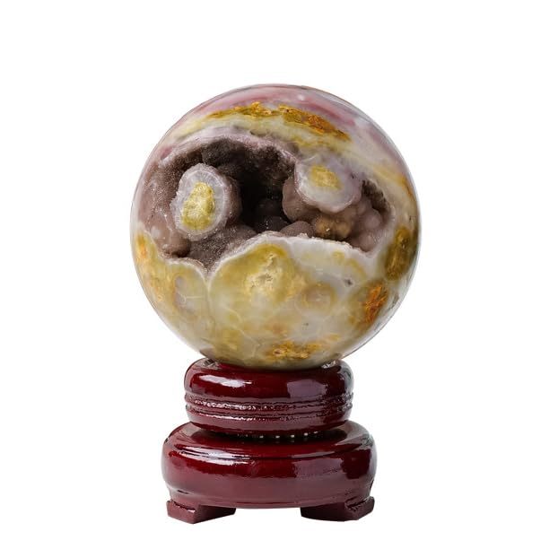 Cristal stone agate : sphère minérale brute 55-60mm, idée déco et lithothérapie