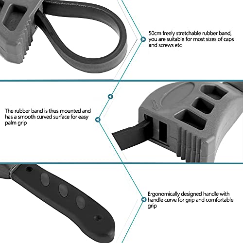 2 Piece Universal Rubber Strap Wrench Set, Oil Filter Adjustable Wrench Tool Use as Jar Opener, Pipe Wrench, Rubber Strap Wrenches Used by Mechanics, Plumbers for Mechanics Plumbers - Thumbnail 4
