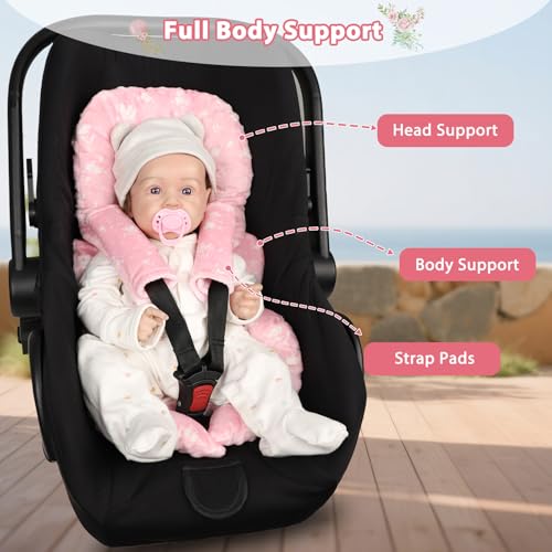 Image of Infant Car Seat Insert, Ultra-Soft Newborn Car Seat Insert, Perfect for Car Seat, Stroller, Swing, Pink