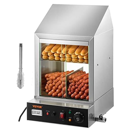 VEVOR Hot Dog Machine, 36 L, 2-Tier Hot Dog Steamer for 200 Hotdogs & 42 Buns, 1200W Electric Bun Warmer Cooker with Rotary Knob Temp Display