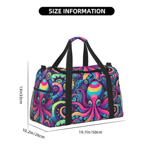 40l Gym Travel Duffel Bag Colorful Rainbow Underwater Animals Carry-On Workout Overnight Backpack2