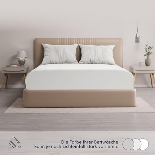 Dreamzie Premium Topper Spannbettlaken 180x200 cm - 200x200 cm - extra niedriger Seitenhöhe - für Topper - Topperauflage - Spannbetttuch Jersey Baumwolle, 150 g/m² - Oeko-TEX - Weiß 5