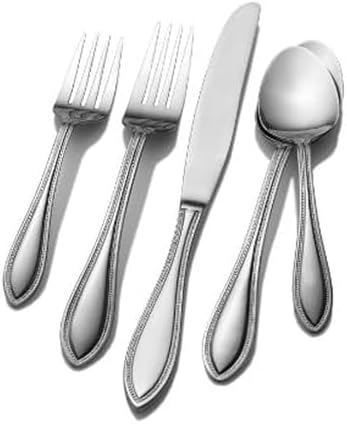 Pfaltzgraff American Bead 61-Piece Stainless Steel Flatware Set with Serving Utensil Set, Steak Knives and Iced Tea Spoons, Service for 8 image 5
