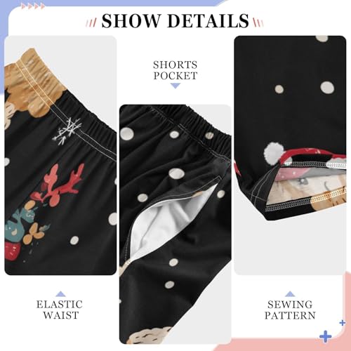 ZZXXB Poodle Mistletoe Branches Boys Long Pants Soft Trousers Elastic Waist Kids Lounge Bottoms with Pockets S-XL4