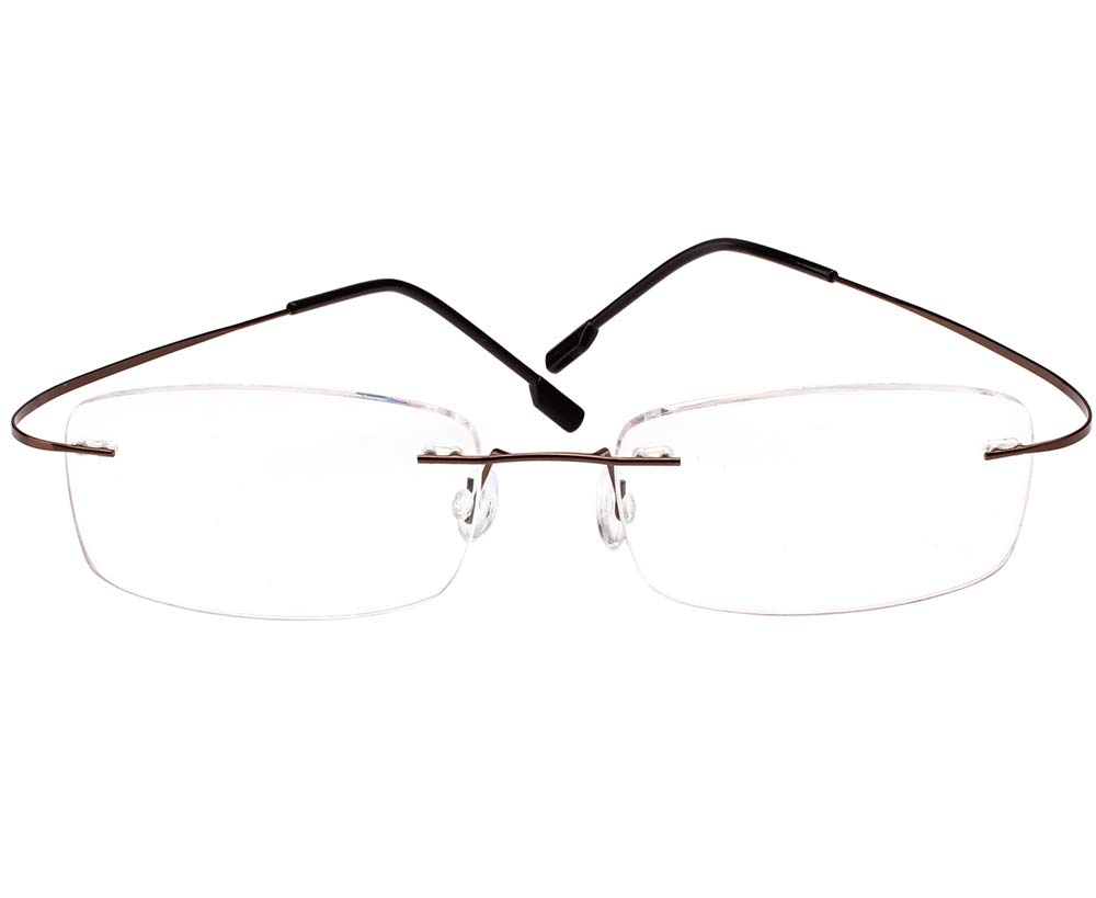 Poxas Memory Titanium Frameless Lightweight Reading Glasses Hingeless Flexibled Frames for Mens Womens