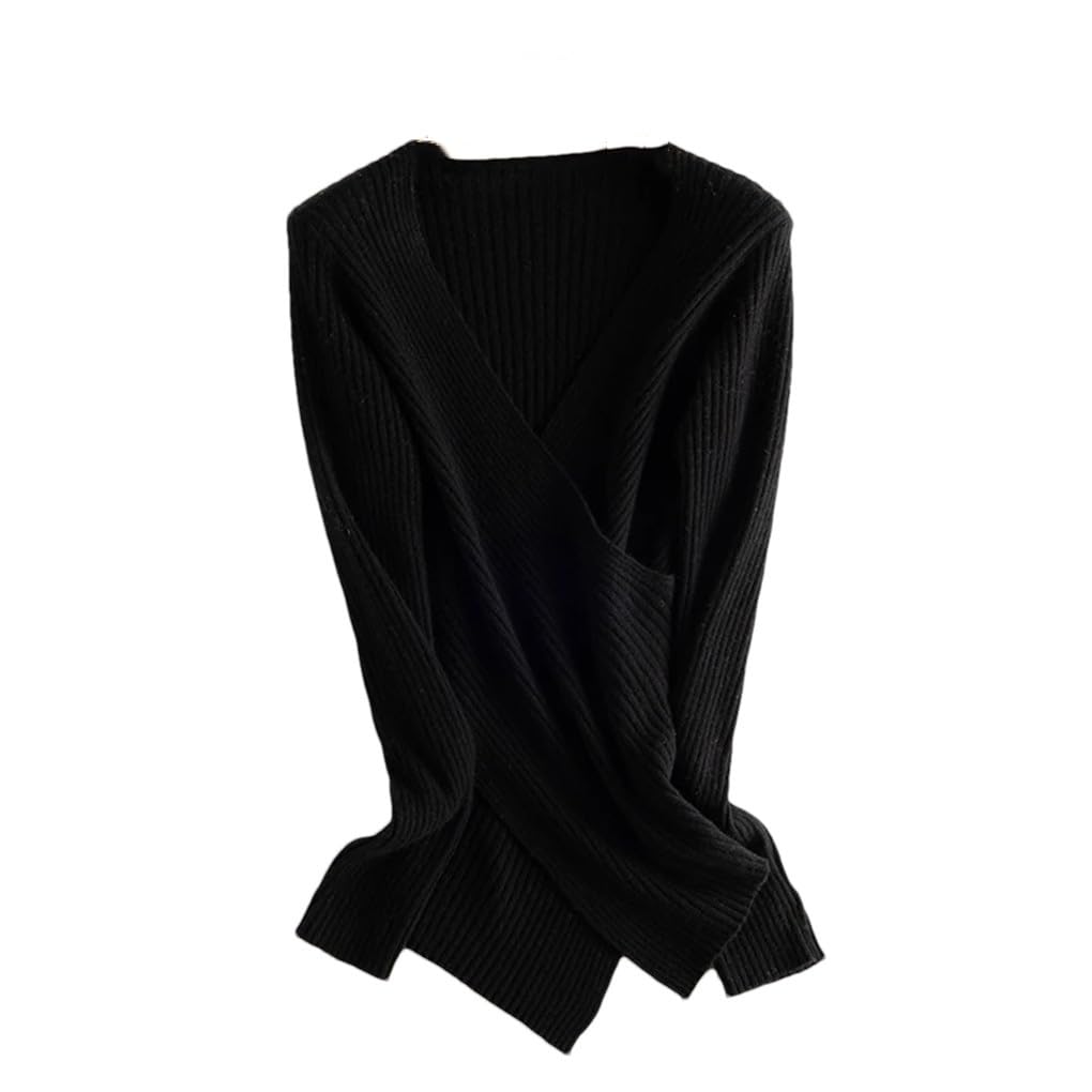 Hamthuit Jersey De Cachemira con Cuello En V De Punto Acanalado para Mujer Jersey para Mujer Suéteres De Lana Fina