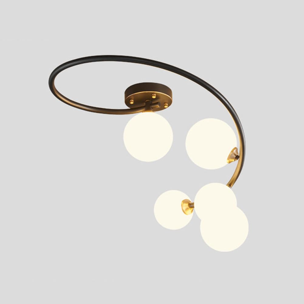KXEcoLife G9 modern full copper orb magic bean chandelier, simple irregular ceiling lamp, Scandinavian creative for room bedroom,5 heads