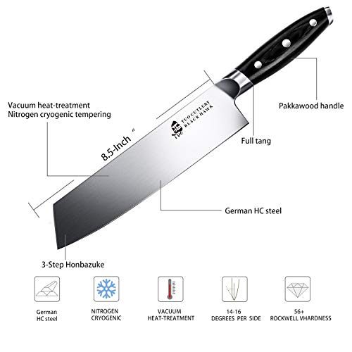 Image of TUO Kiritsuke Knife - 8.5 inch Kiritsuke Chef Knife - Japanese Vegetable Meat Knife - German HC Steel - Full Tang Pakkawood Handle - BLACK HAWK SERIES with Gift Box