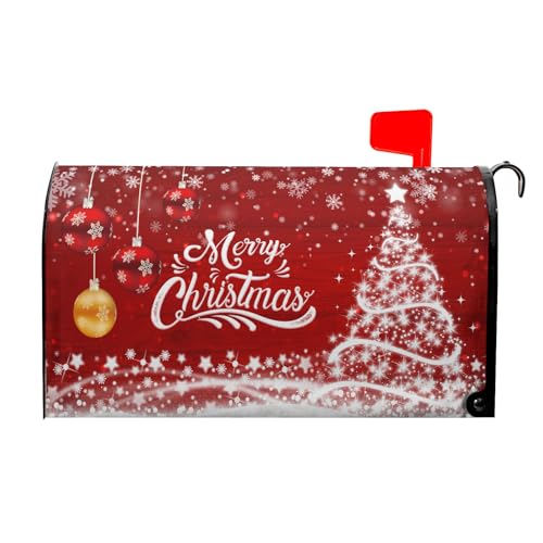 Image of Merry Christmas Mailbox Covers Magnetic Standard Size 18 inch X 21 inch Winter Snowflake Pine Mailbox Wraps Holiday Xmas Letter Post Box Cover for Home Garden Outdoor Yard