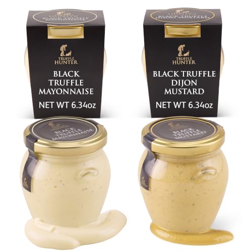 Image of TruffleHunter, Black Truffle Mustard & Mayonnaise Duo - 2 x 6.34 Oz | Black Truffle Condiments, Rich & Creamy Mayo, Mild Mustard, Gourmet Flavor, Ideal for Burgers, Fish & Dressings