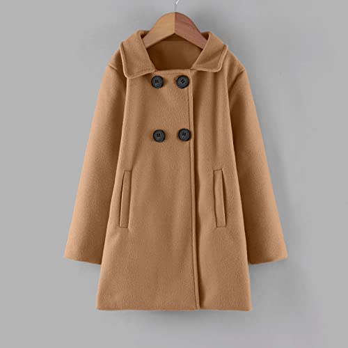 KAGAYD Girls Dress Coat Kids Winter Warm Jacket Long Sleeve Button Trench Coat Pocket Long Peacoat Outerwear4