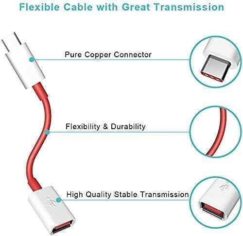 Image of One Plus Newly Type C OTG Cable Connector Cord pendrive Compatible with All C Type Supported Mobile Smartphone Like OnePlus 10 pro, 11R,9R,10T,11T,8T (OTG Cable)