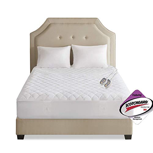 Beautyrest BR55-0672 Heated Microfiber Mattress Pad with 3M Scotchgard Twin XL White, X-Large (Renewed)