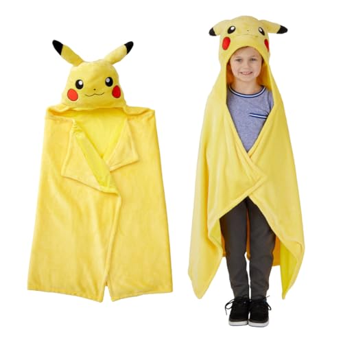 Pokemon Pikachu Hooded Throw - Kids Bedding Super Soft Throw Blanket - 30 in x 50 in (Officially Licensed Product) by Franco