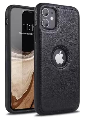 JBE I Phone 12/12PRO Slim Premium PU Leather Classic Luxury Silicon Case Compatible Device for I Phone 12/12Pro (Black)