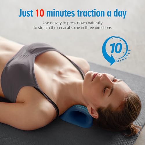 Image of ComfortLife Neck Stretcher for Pain Relief, Neck and Shoulder Relaxer Cervical Neck Traction Device Pillow for TMJ Pain Relief (Dark Blue)