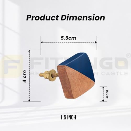 Image of 6 Piece Premium Teak Wood Drawer Knobs for Furniture Cabinets & Cupboards | Modern Design | Colour: Natural Wood, Size: 1.5 Inch-| 3 Years Warranty |