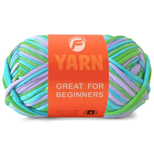 Image of 3.5Oz /120yds Beginner Easy Yarn for Crocheting and Knitting;Worsted-Weight Medium #4;Cotton Blend Yarn for Beginners Amigurumi DIY (Ocean, 1 Skein)