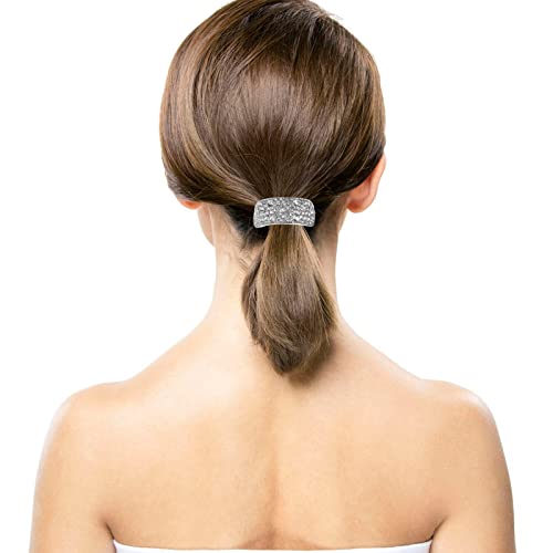 Lurrose Rhinestone Hair Cuff Ponytail Holder Elastic Hair Band Tie Sparkly Diamante Accessory for Women Girls Stylish Punk Styling - Image 3