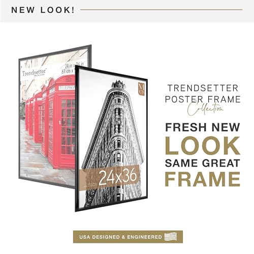 MCS Trendsetter 24x36 Poster Frame Black High-Gloss, Vertical & Horizontal Wall Hanging Large Picture Frame for Photos, Posters & Art Prints (1-Pack)