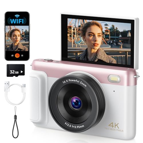 4K Digital Camera for Photography, 75MP WiFi Vlogging Camera for YouTube, 3'' 180° Flip Screen,...