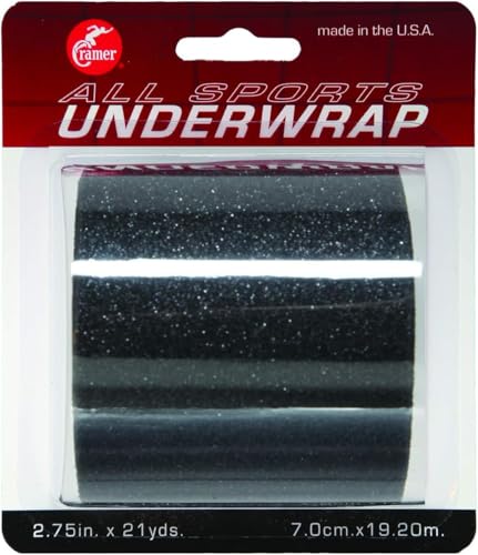 Cramer Tape Underwrap, Single Roll, Black, Non-Latex Pre Wrap to Protect Skin from Irritation and Discomfort Caused by Athletic Tape, Tearable Sports Wrap, Non-Adhesive, 2.75" x 21 Yards