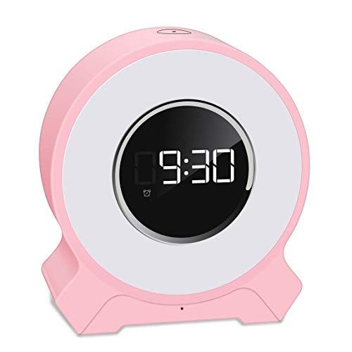 Mini-FM-Radiowecker Digital Radio Clock Nacht Wecker Wake up Light mit 6 Farben Snooze-Funktion und Sleep Timer Simulierter Sonnenaufgang und