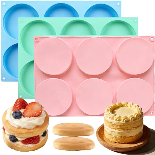 3Pcs Round Silicone Molds 4 Inch Silicone Mold Muffin Top Pan for Baking